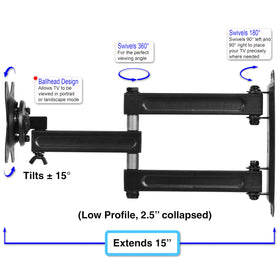 Cheetah wall mount supports VESA up to 200x200 mm for compact setups.