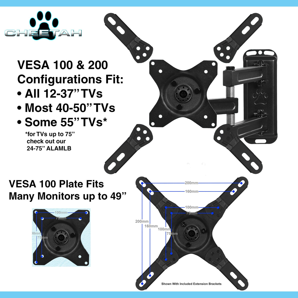 Cheetah tool-free tilt design for quick adjustments.