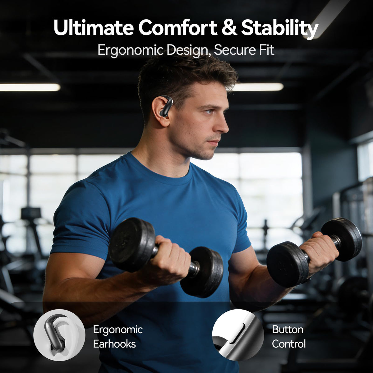 CHENRUIDA M145 close-up of soft elastic ear hooks for secure fit during workouts