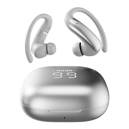 CHENRUIDA front view of silvery earbuds showing sleek sporty design and fit
