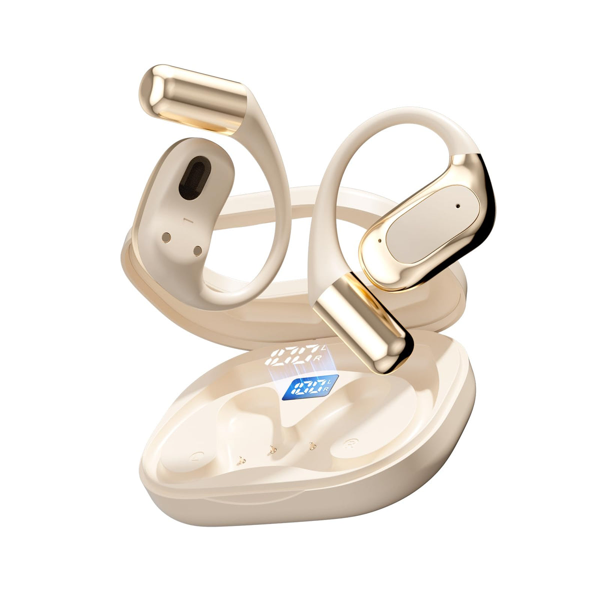 CHENRUIDA Open Ear Headphones with LED display showing battery status.