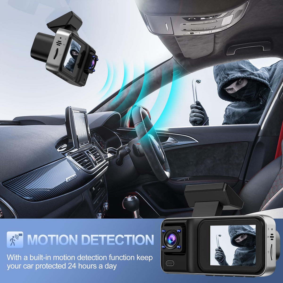 CHENSIVE dash cam mounted on windshield offering unobstructed driver view