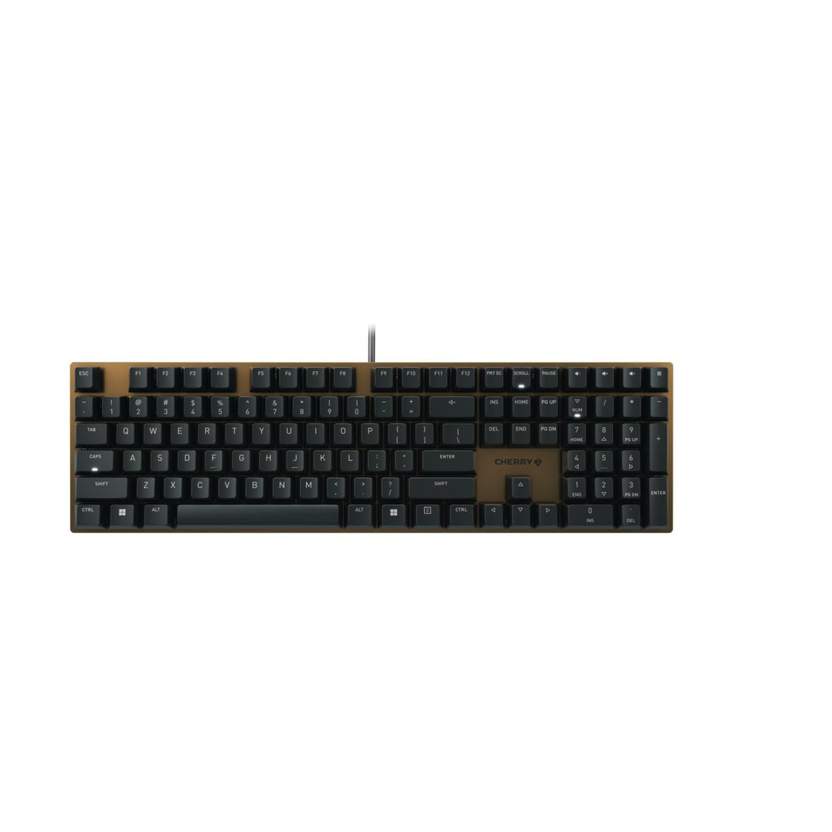Cherry KC 200 MX keyboard with metal plate front view for a sleek office setup.