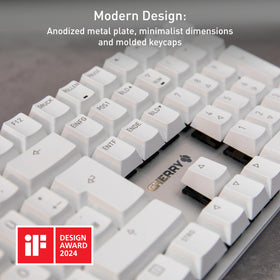 Cherry KC 200 MX metal plate detail highlighting sturdy construction benefit