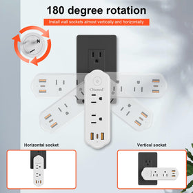 CHICNOD outlet extender 6 outlets with ample spacing to avoid port blocking.