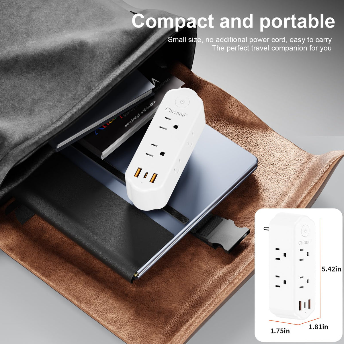 CHICNOD outlet extender with USB-C port enables fast charging for modern devices.