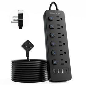 Chiefway 6ft power strip with six outlets for organized desk charging