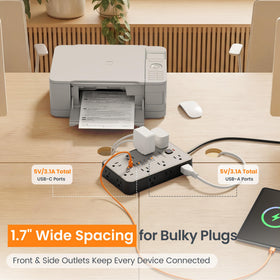 Chiefway close-up of widely spaced outlets preventing bulky plug interference
