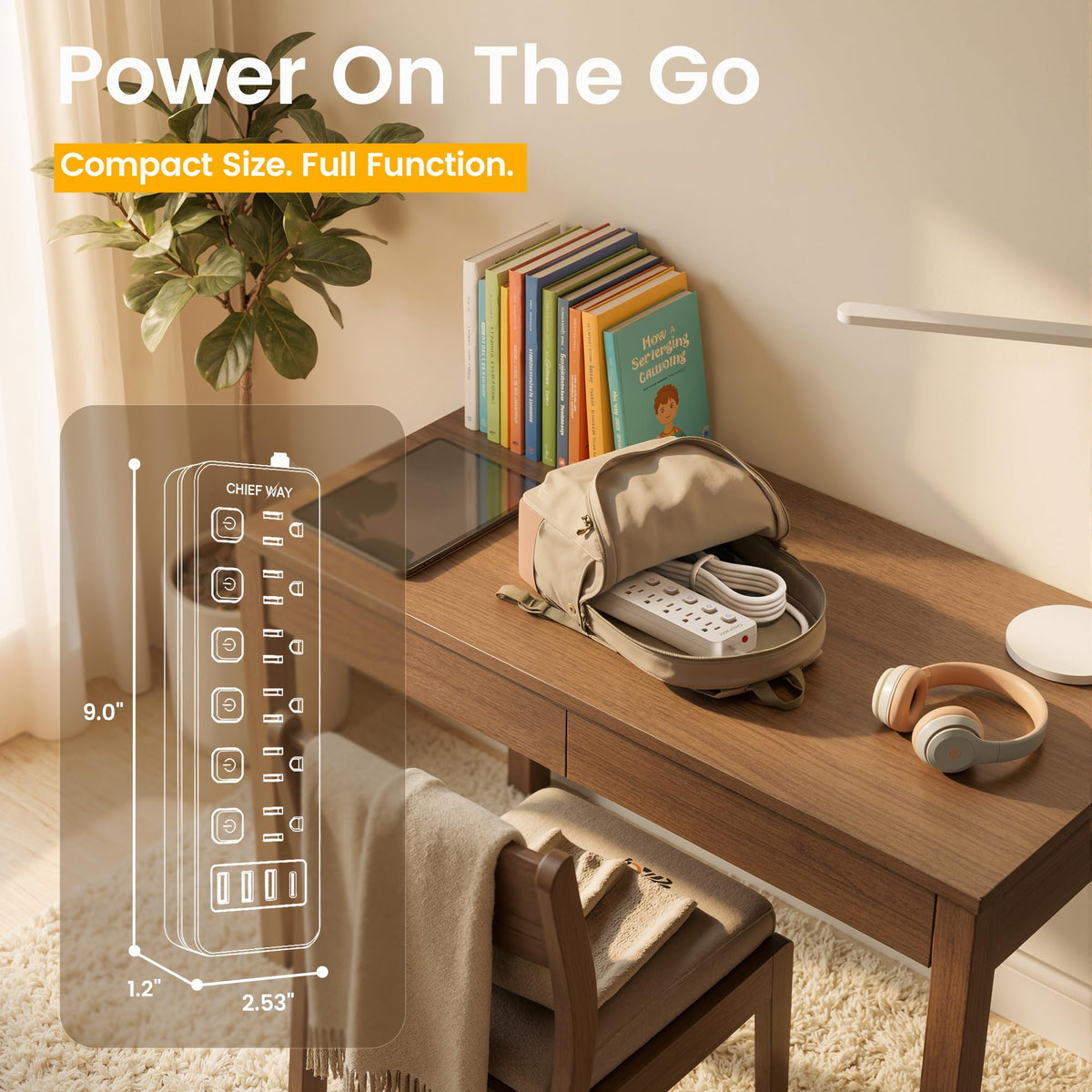 Chiefway compact travel-ready design ideal for backpacks and dorm rooms.