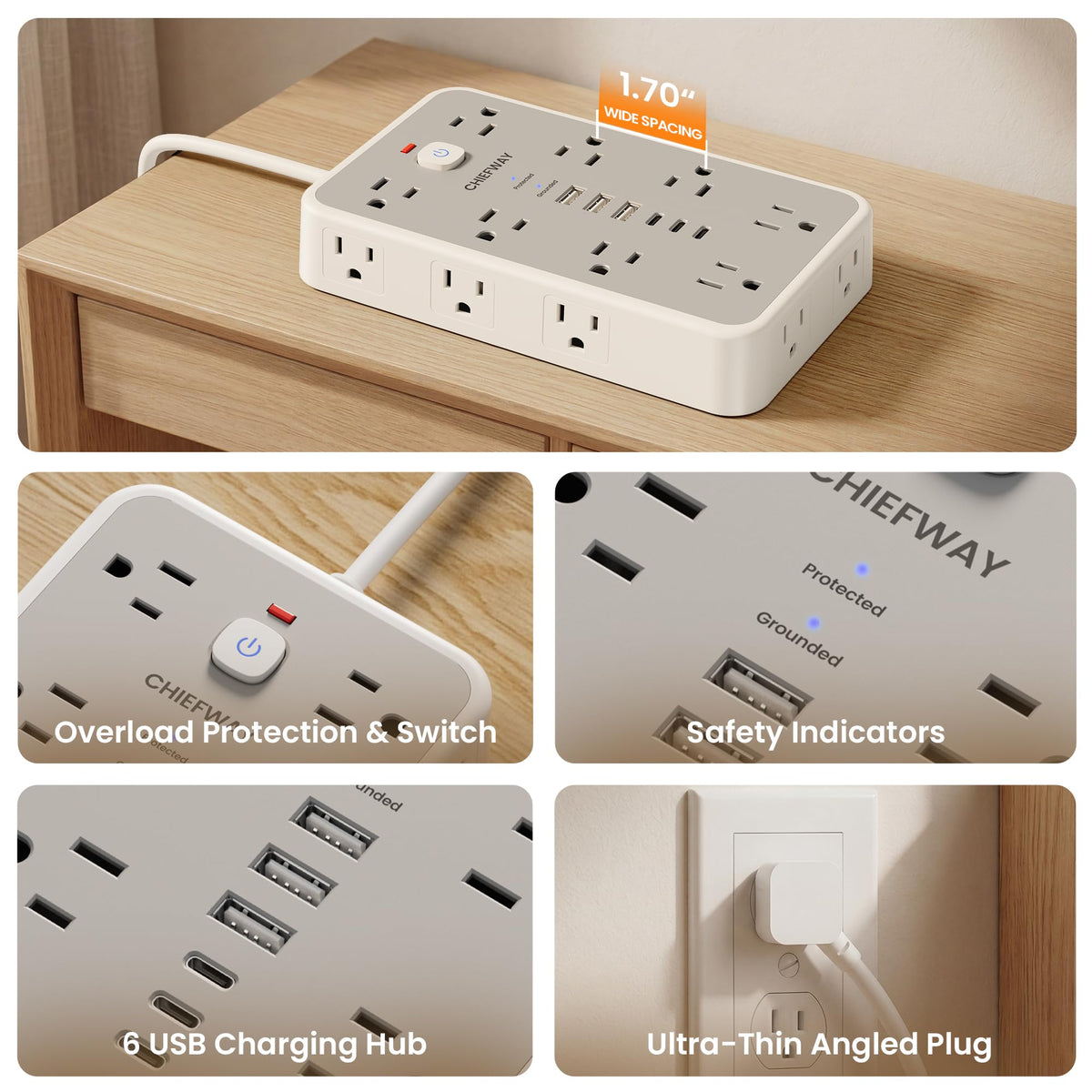 Chiefway dorm and office setup powered by a reliable surge protector.