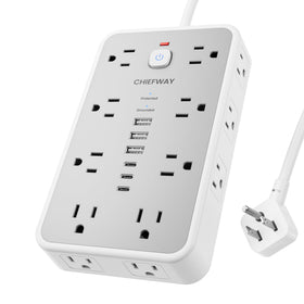 Chiefway front view showing 16 outlets and organized layout for many devices