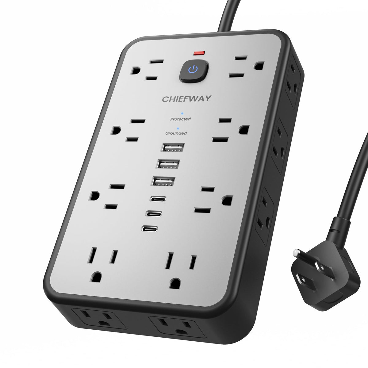 Chiefway front view showing 16 outlets for neat multi-device power