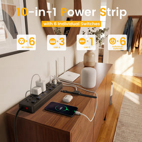 Chiefway power strip with USB ports for easy device charging