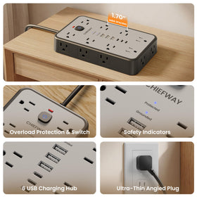 Chiefway surge indicator and safety label highlighting protection status and peace of mind