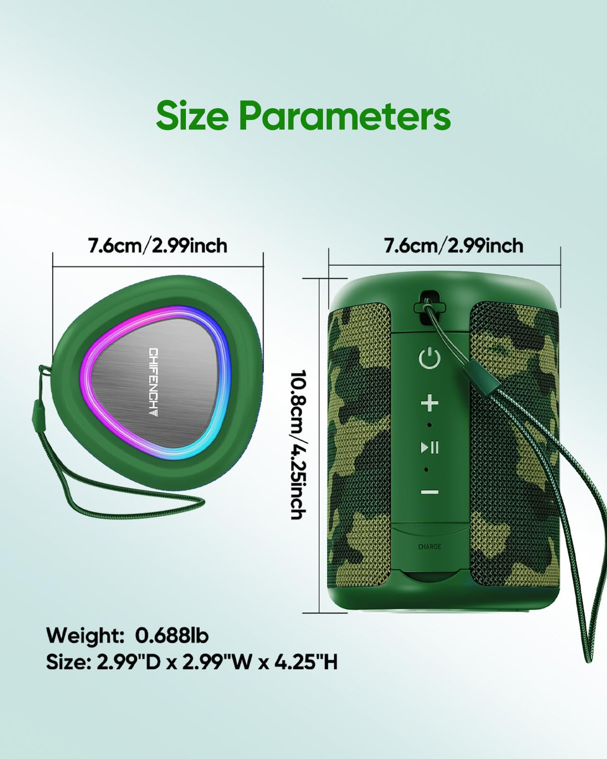 CHIFENCHY back view showing charging port and product label