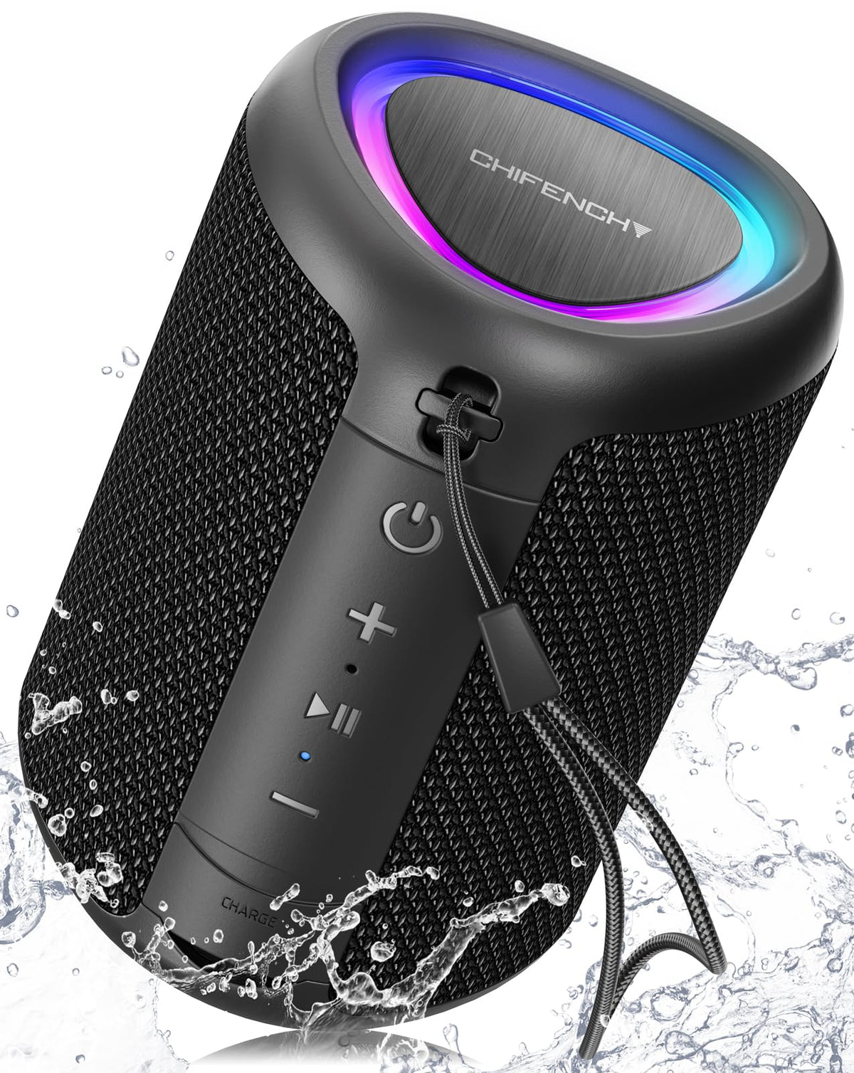 CHIFENCHY front view showing compact speaker and benefit of portability