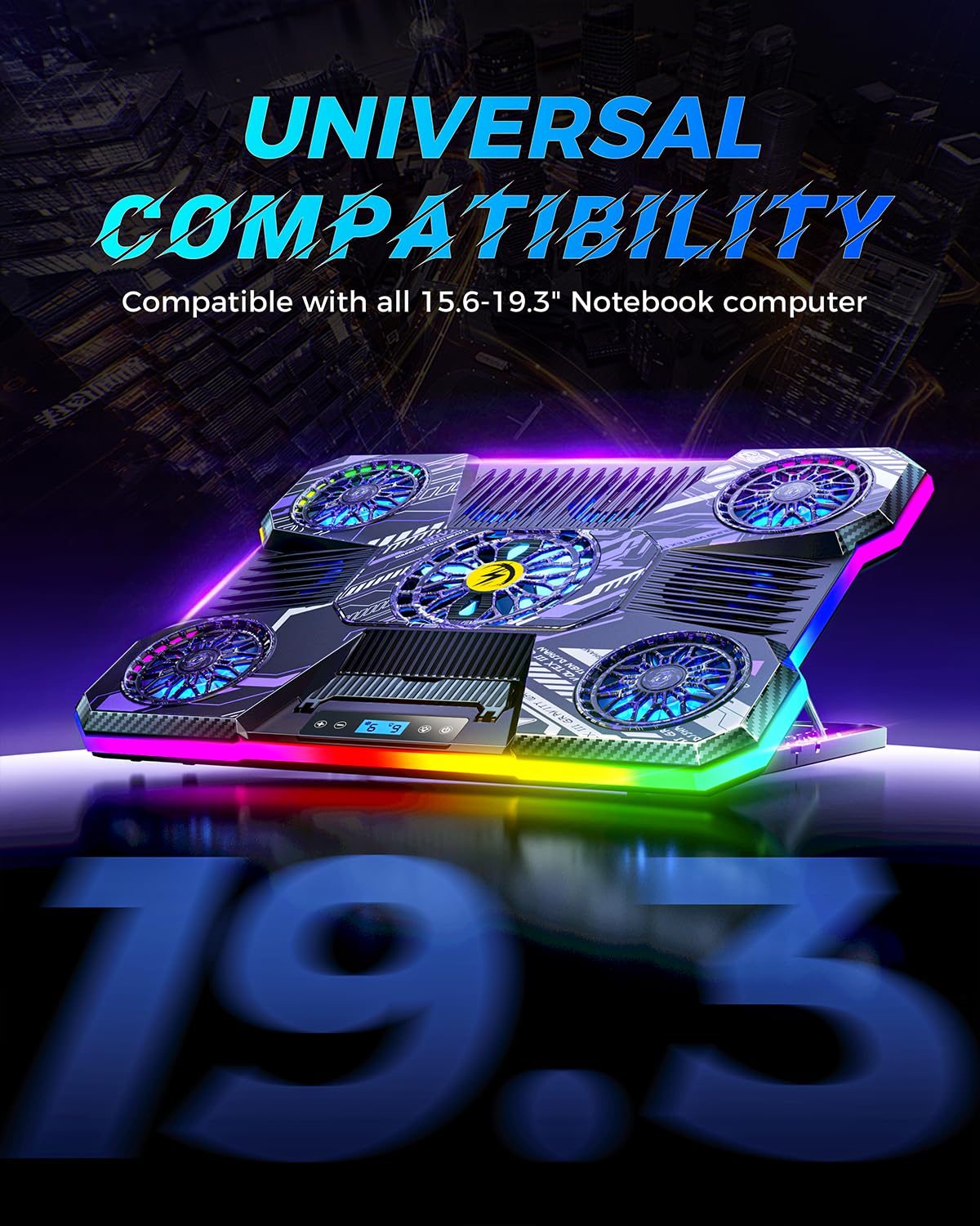 ChillCore A21 side profile supporting a laptop, illustrates slim footprint and ergonomic lift benefit