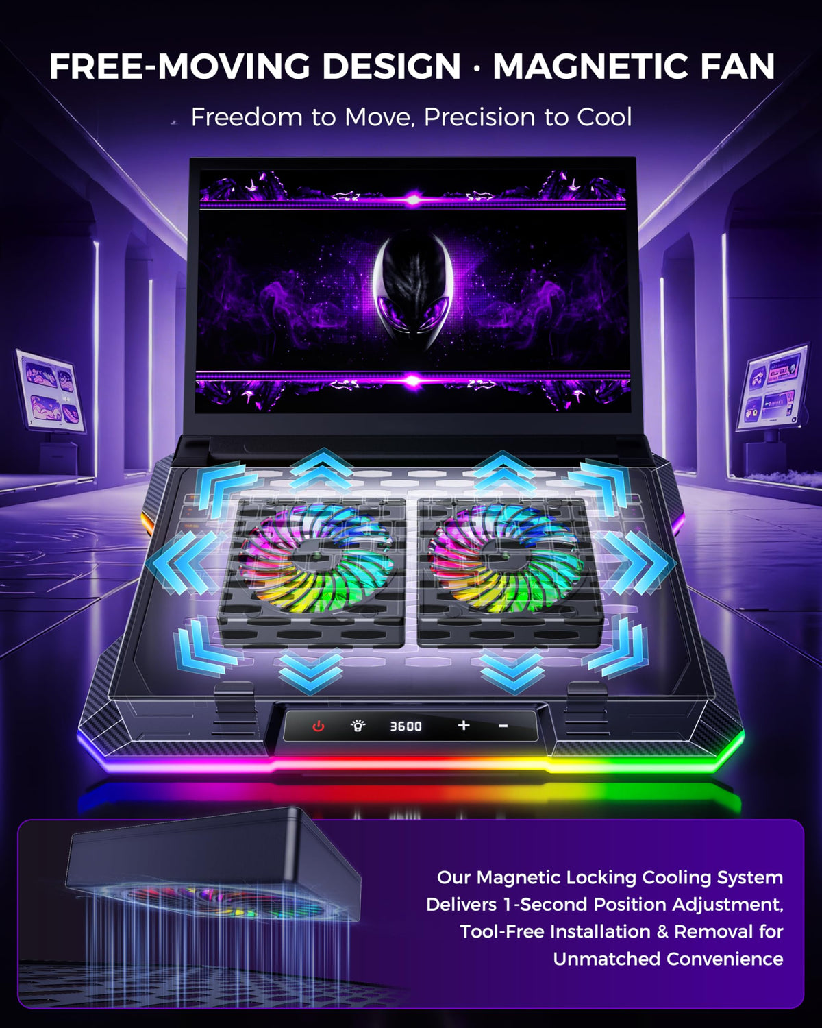 ChillCore K6 RGB close-up of detachable turbofan, emphasizes easy cleaning benefit