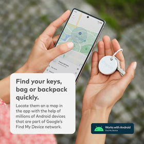 Chipolo ONE on a keyring highlighting secure attachment and easy finding benefit