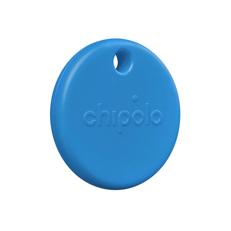 Chipolo POP front view in blue showing compact design and easy spotting