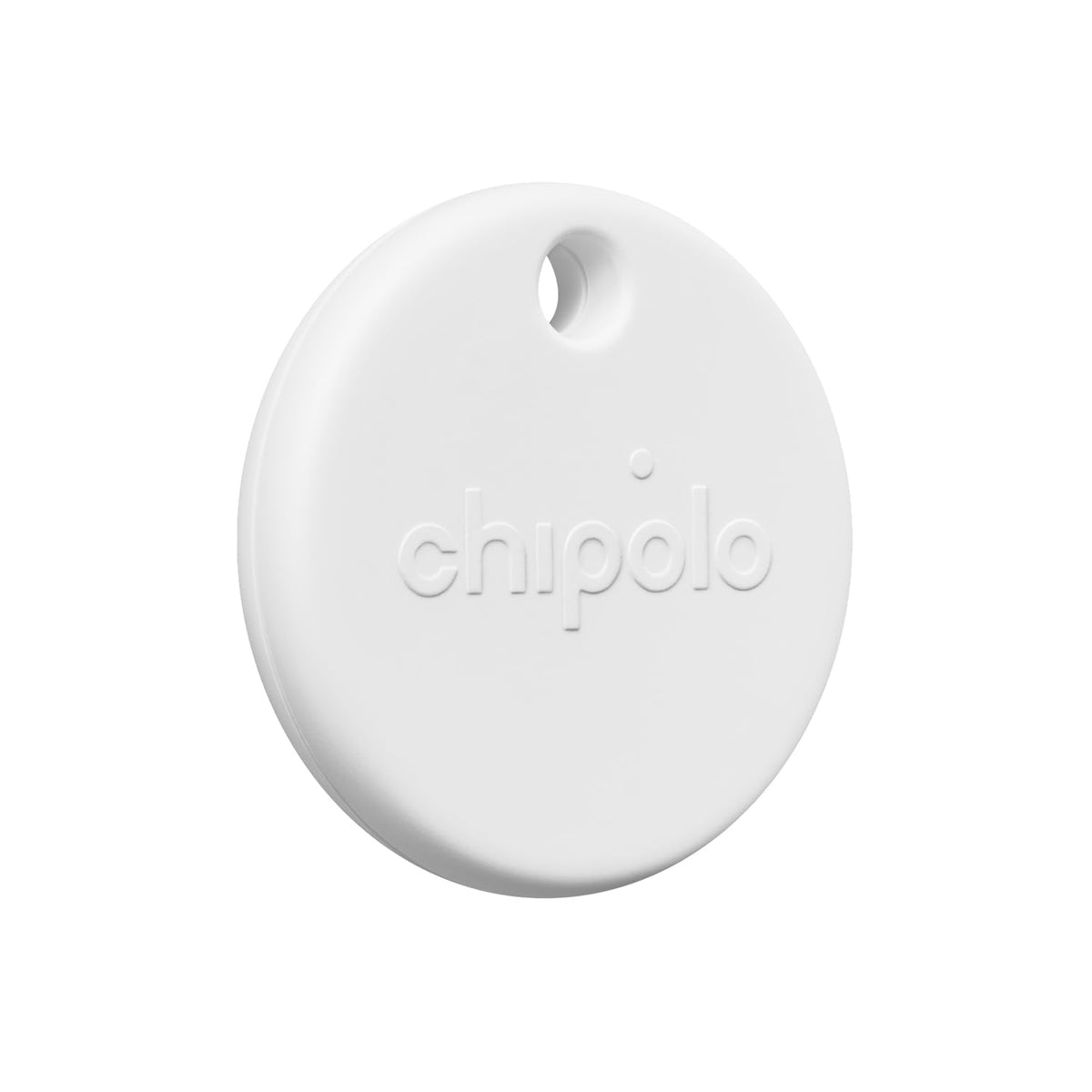 Chipolo POP front view showing white tracker and clear design benefit quick identification