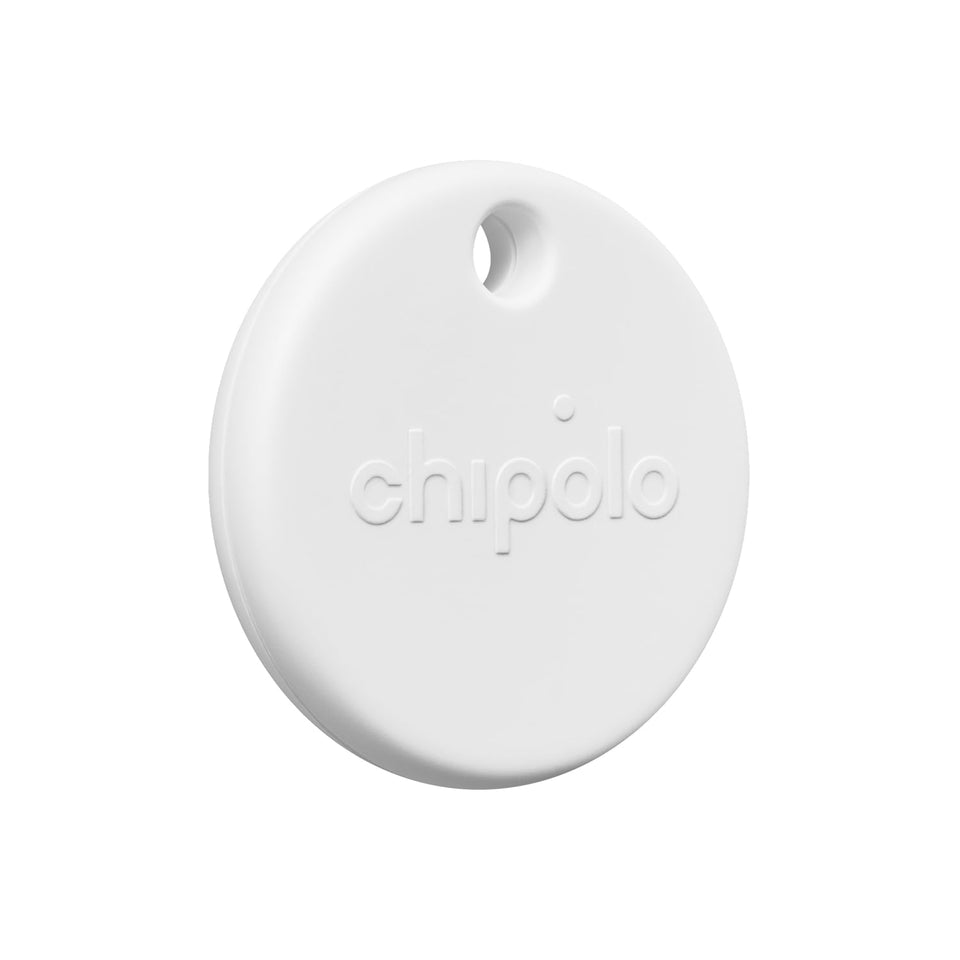 Chipolo POP front view showing white tracker and clear design benefit quick identification