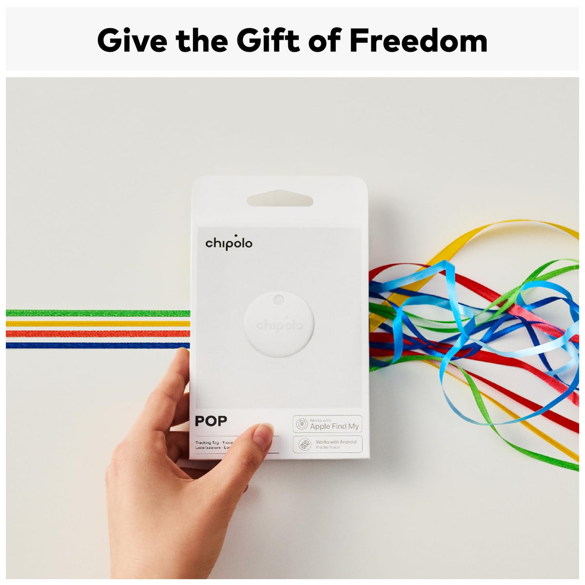 Chipolo POP ringing in a hand showing Chipolo loud sound to locate items fast