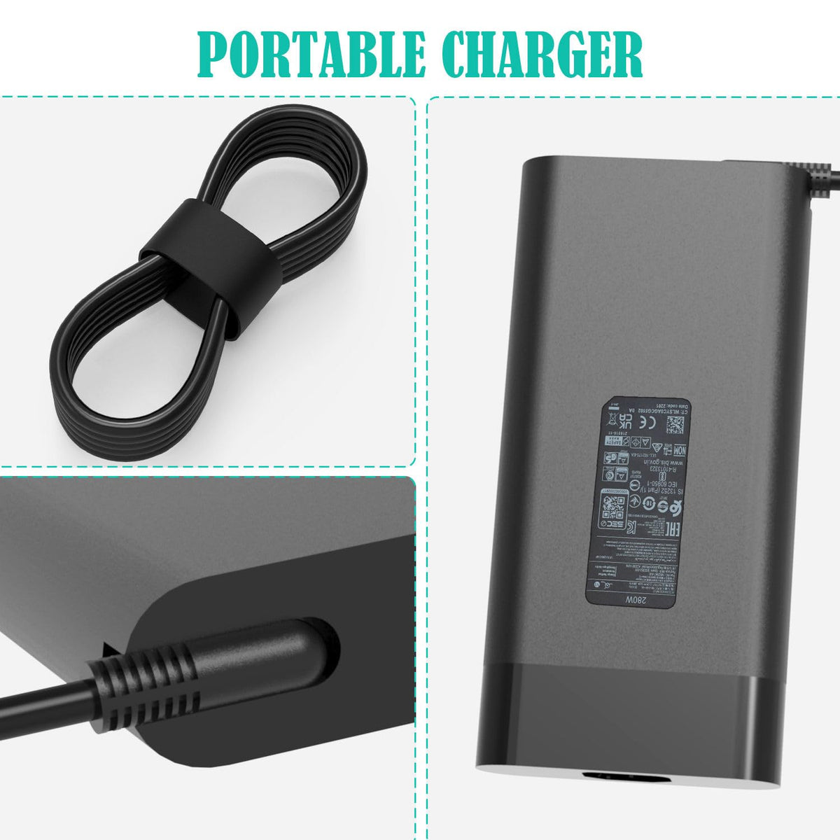 CHLOLMY 280W AC adapter compact design for easy carrying.