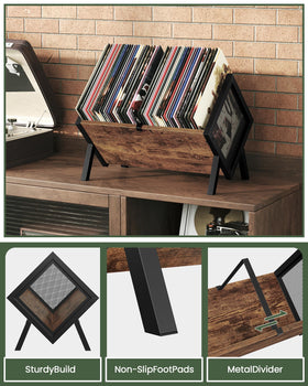 CHOEZON vinyl record holder storage capacity view emphasizes space for 80+ records.