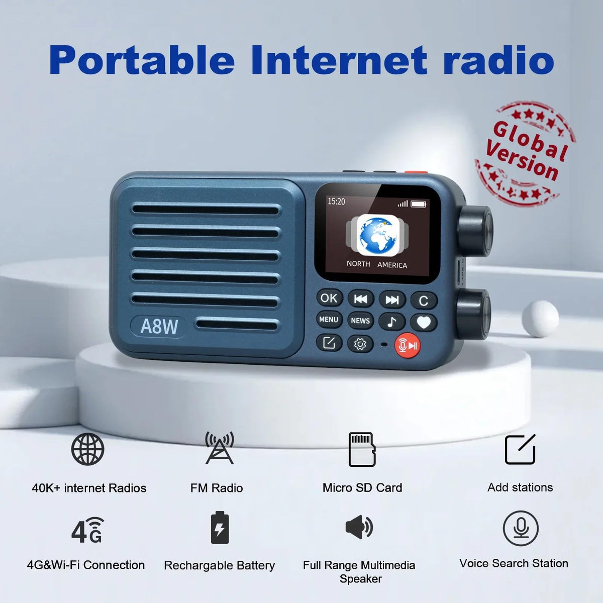 CHOYONG A8W display and controls for quick station navigation