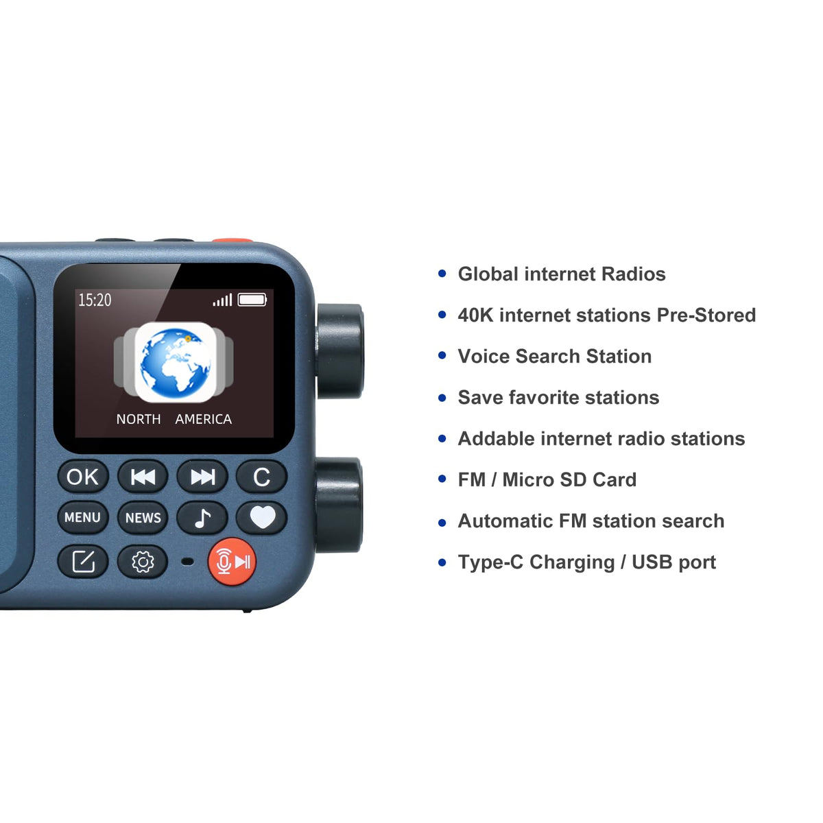 CHOYONG A8W side ports enable fast WiFi or SIM network connection for global listening.