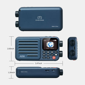 CHOYONG A8W user interface shows station categorization and voice search.