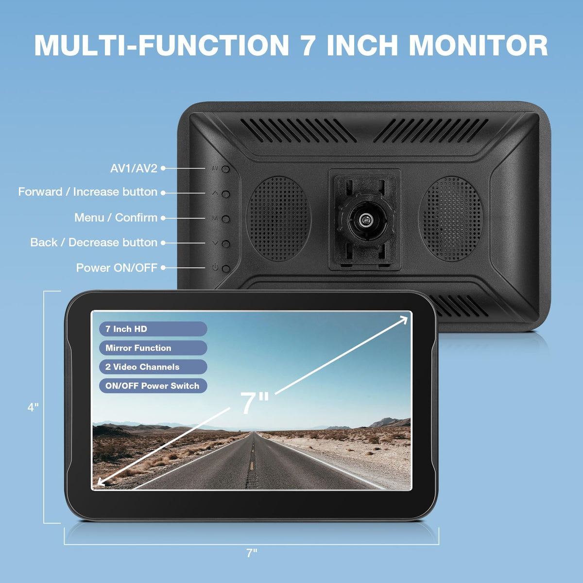 Chuanganzhuo 7-inch monitor suits cars, trucks, SUVs, RVs and trailers.