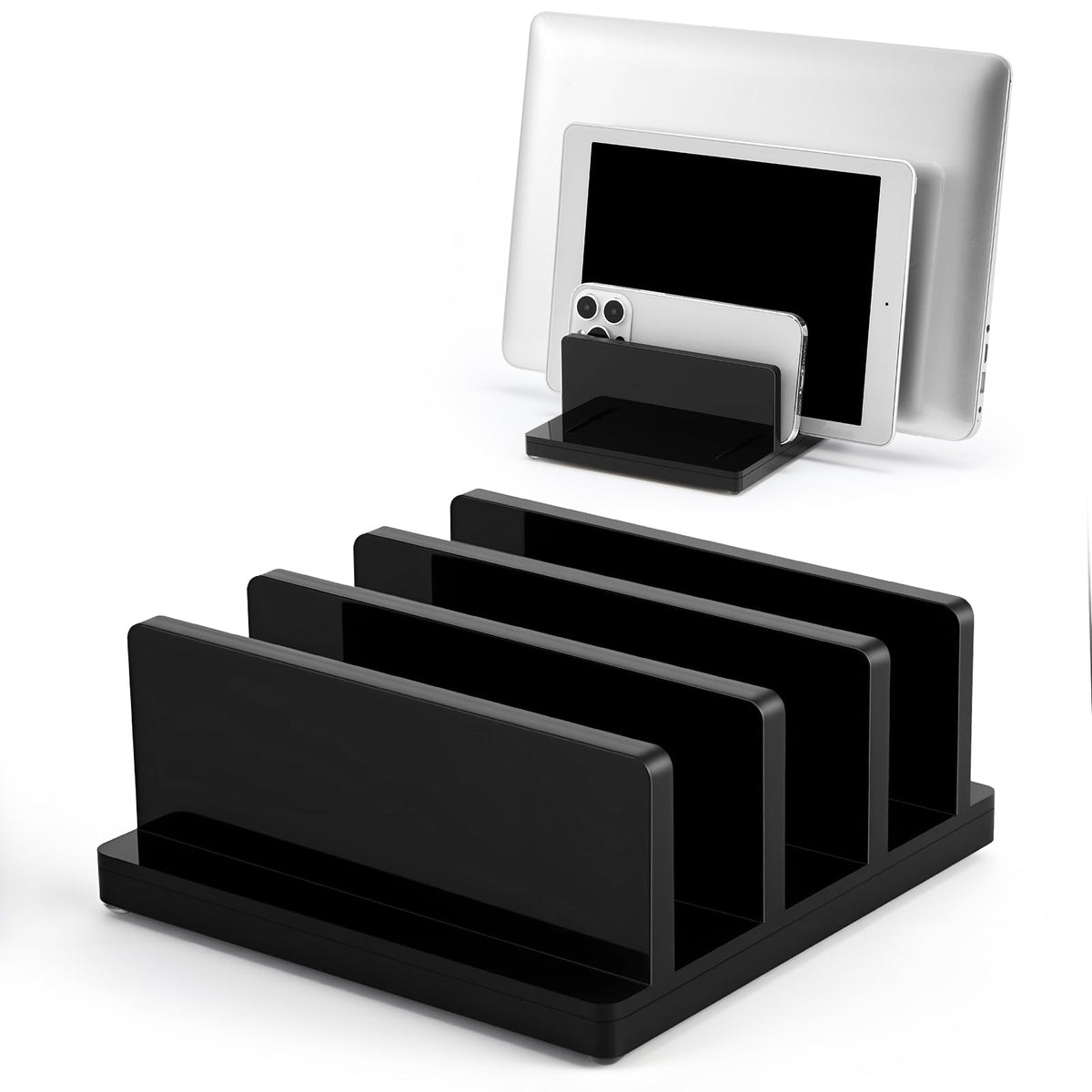 Chunful adjustable vertical laptop stand with 3 slots for versatile sizing and organization