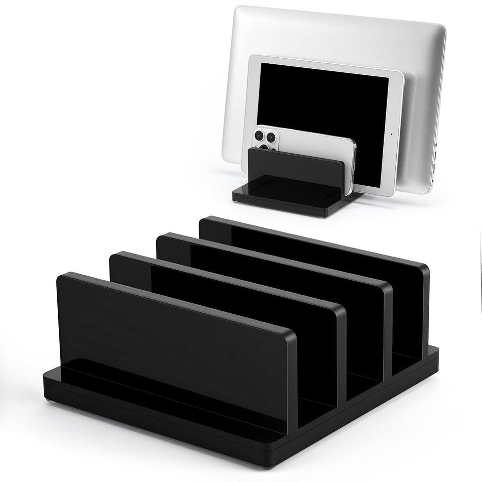 Chunful adjustable vertical laptop stand with 3 slots for versatile sizing and organization
