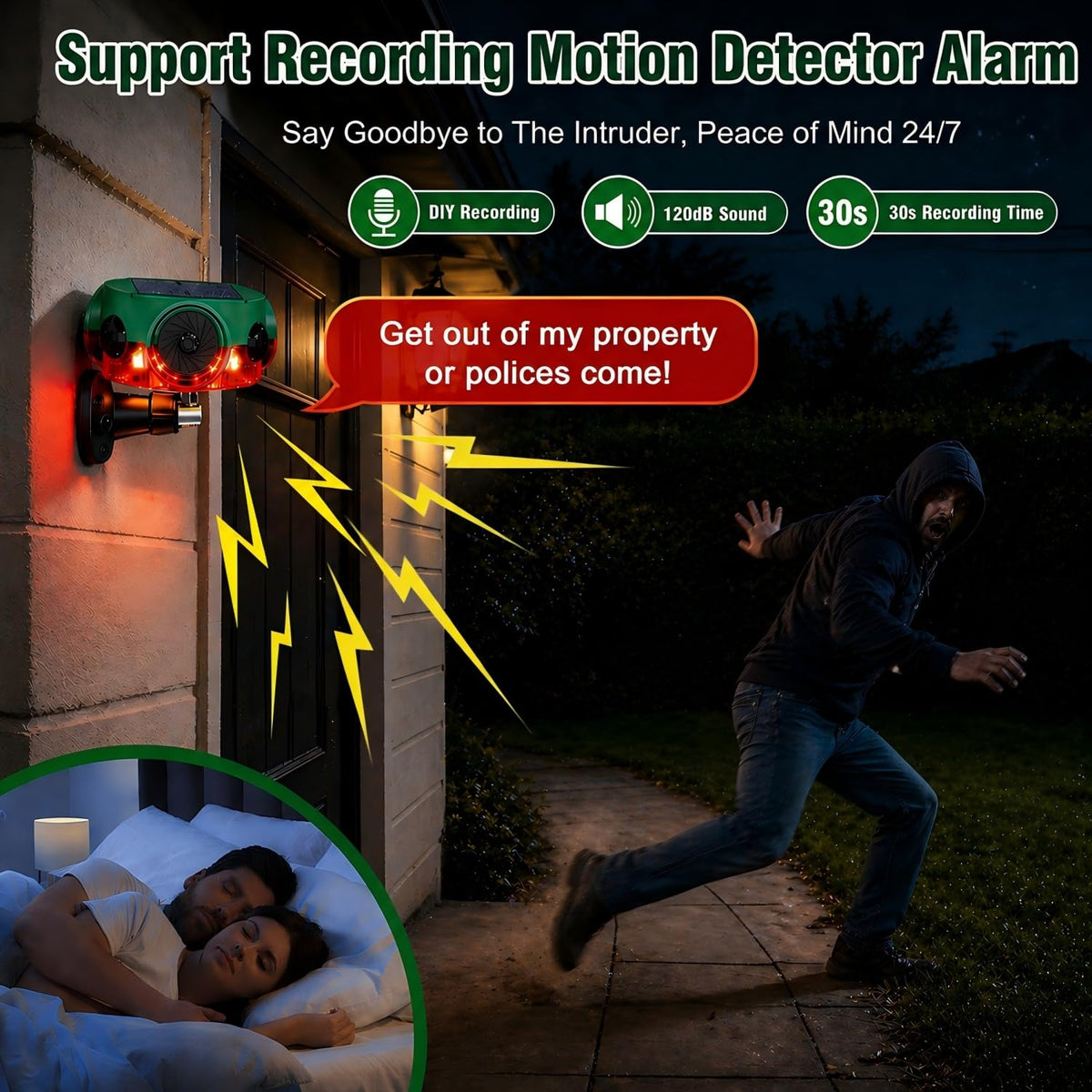 ChunHee Solar Powered outdoor alarm stays ready in any weather.
