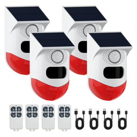 ChunHee solar motion sensor alarm outdoor 4-pack protects lawns from intruders.