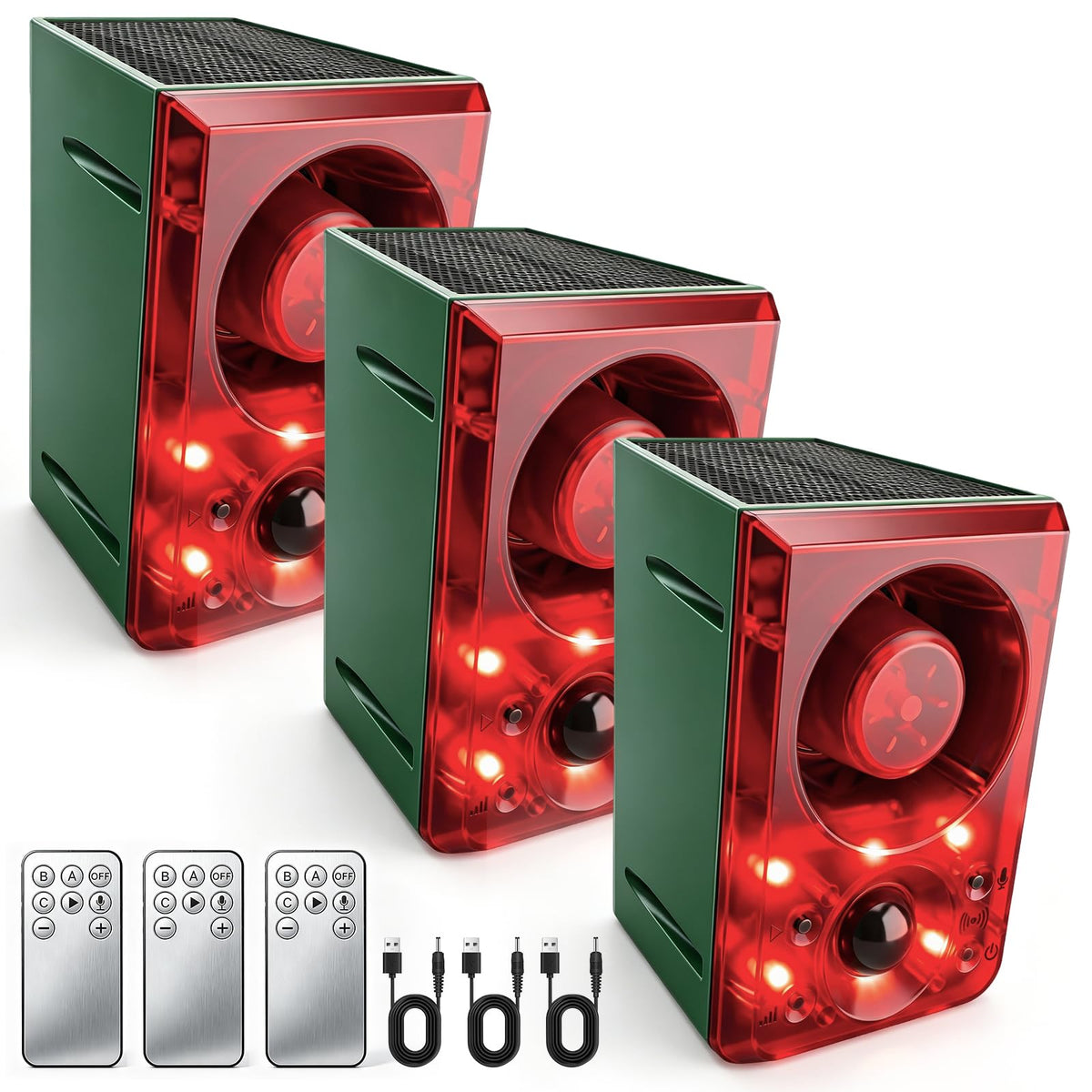 ChunHee solar outdoor alarm front view with deterrent strobe and 130dB alert.