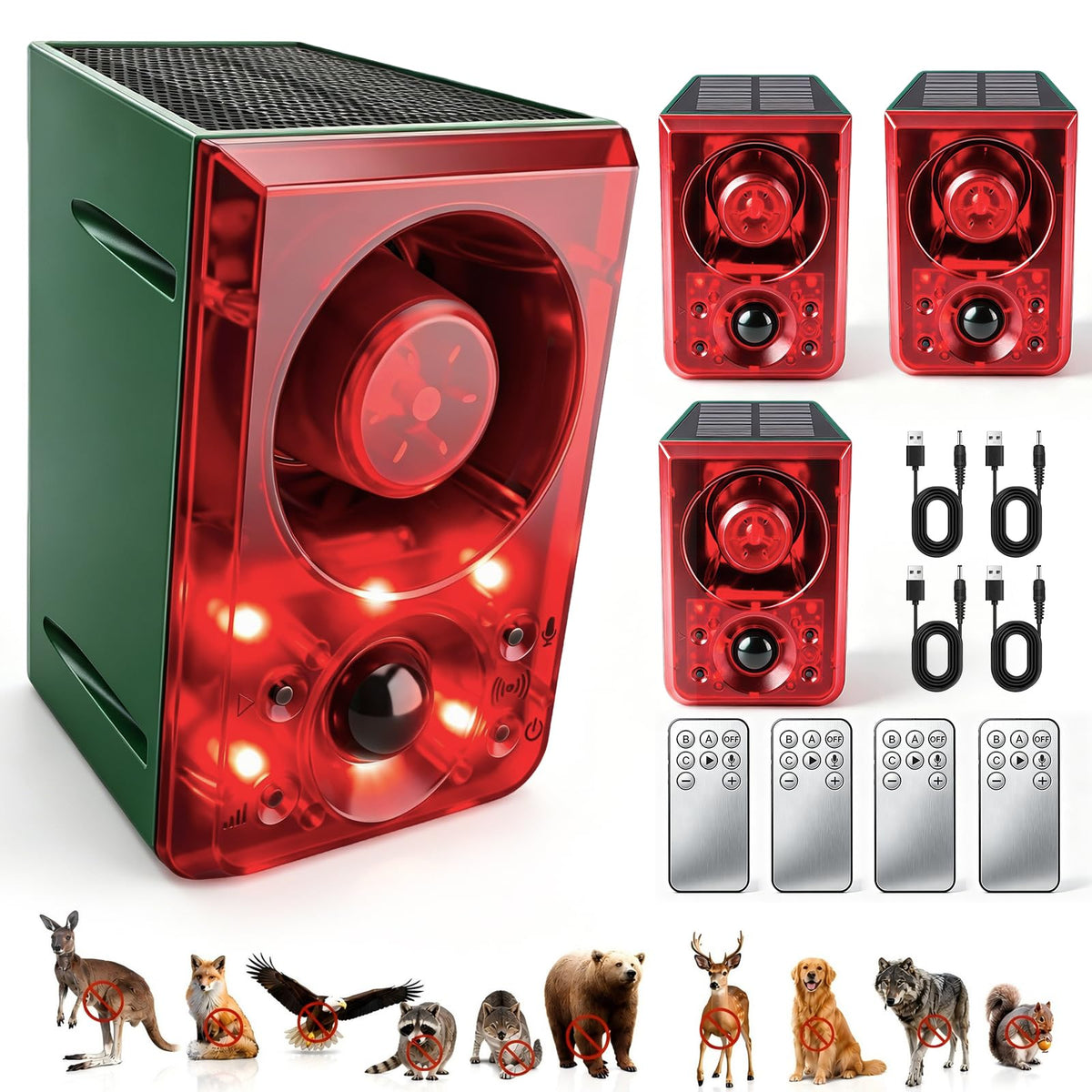 ChunHee solar outdoor motion sensor alarm in action deters intruders with bright light