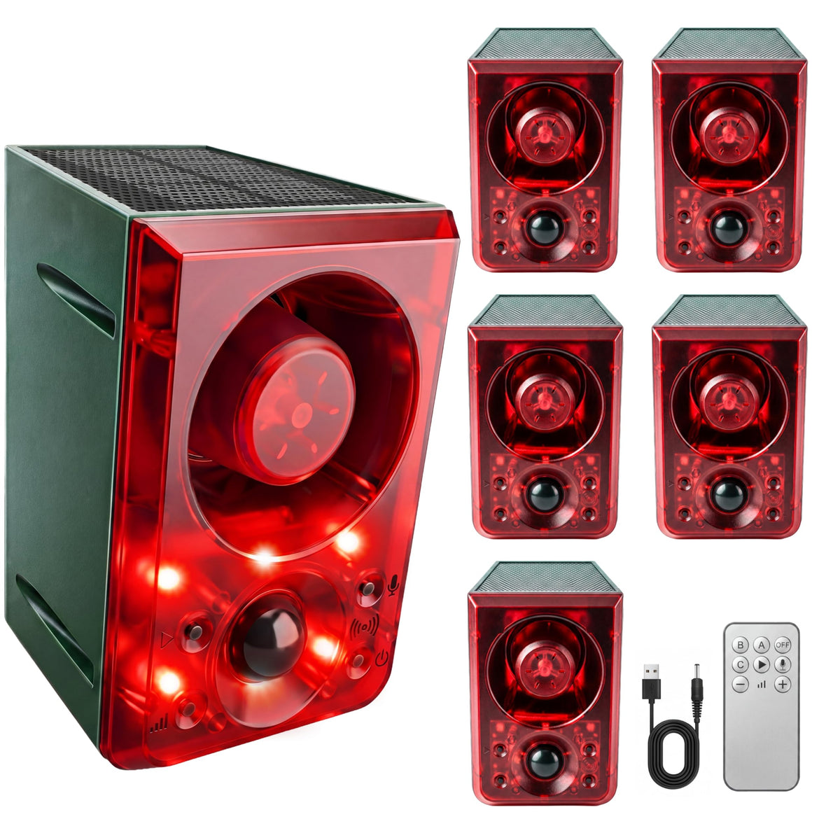 ChunHee solar panel motion alarm with solar charging for continuous outdoor protection.