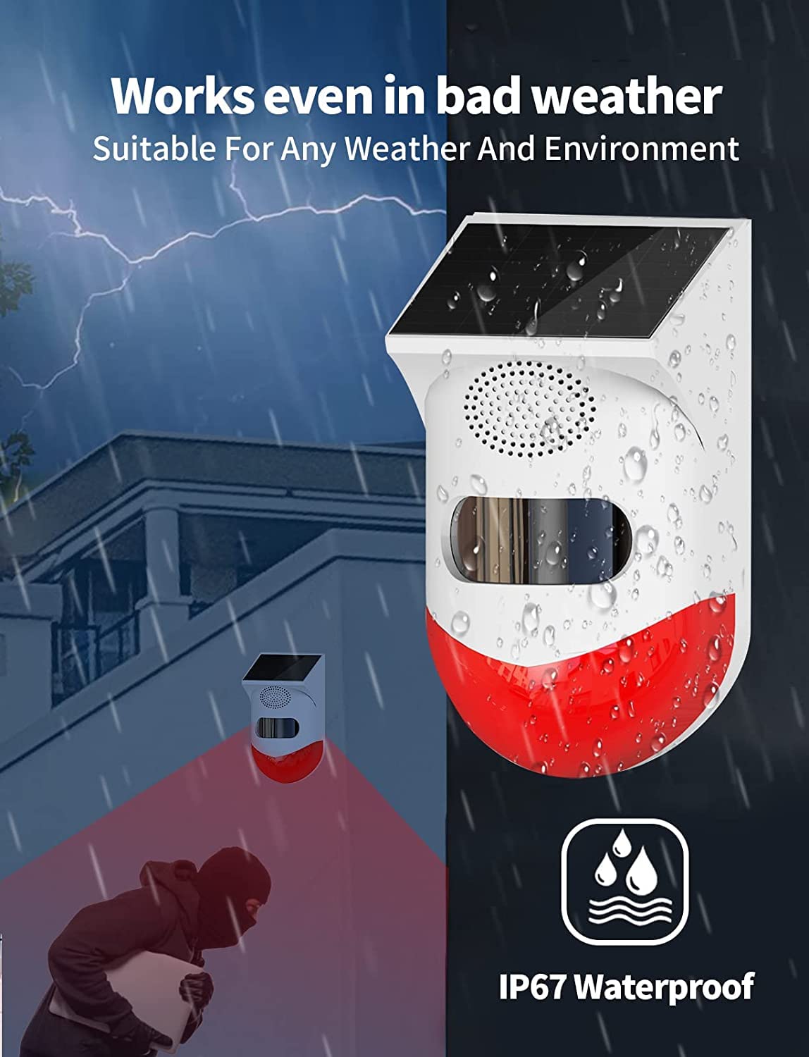 ChunHee Solar Strobe Alarm Light remote control for mode switching.