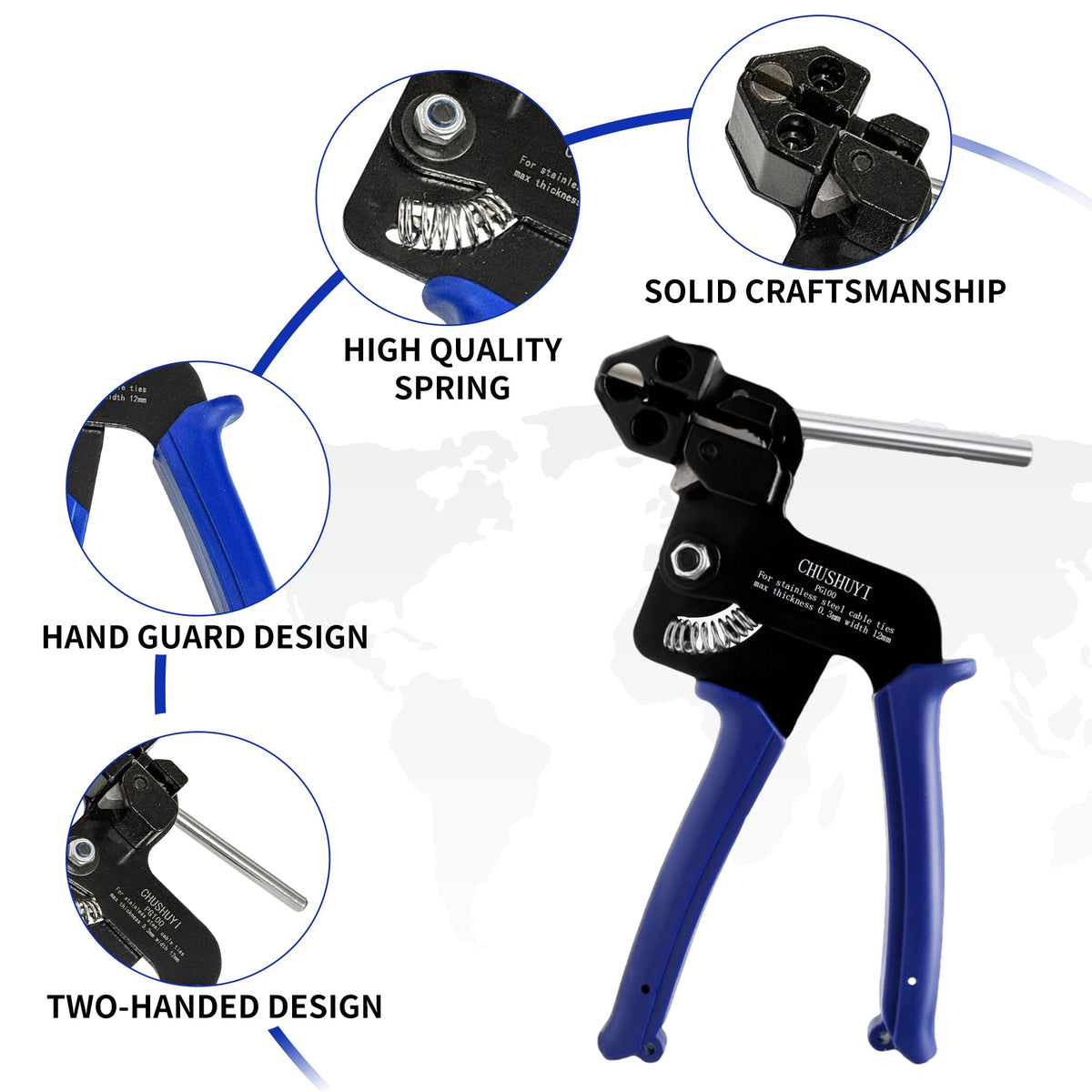 CHUSHUYI metal shears detail showing sharp blades for clean cuts of metal and plastics