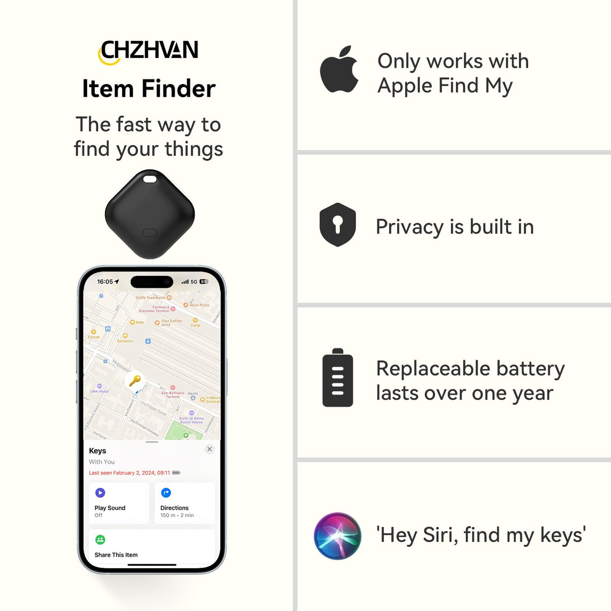 CHZHVAN Wallet Tracker with replaceable battery keeps wallets tracked in wet conditions.