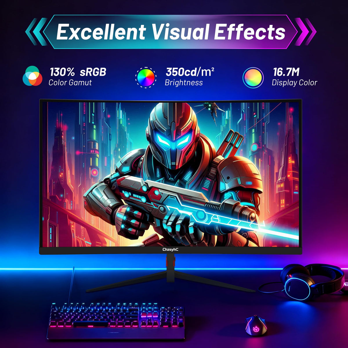 ChzsyhC 180Hz refresh rate delivers silky motion for fast-paced gameplay.