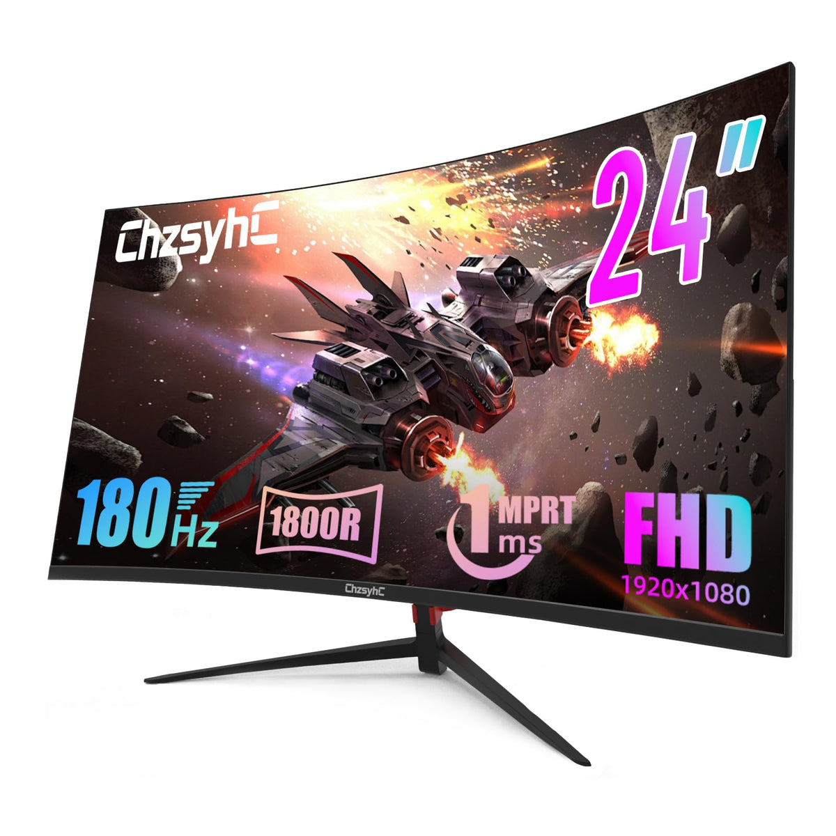 ChzsyhC 24inch curved monitor offers immersive gaming and movie viewing.