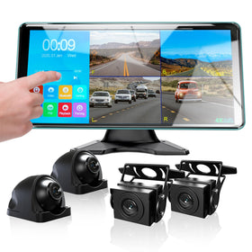 Ciascy quad-split monitor displays four camera feeds for 360-degree awareness.