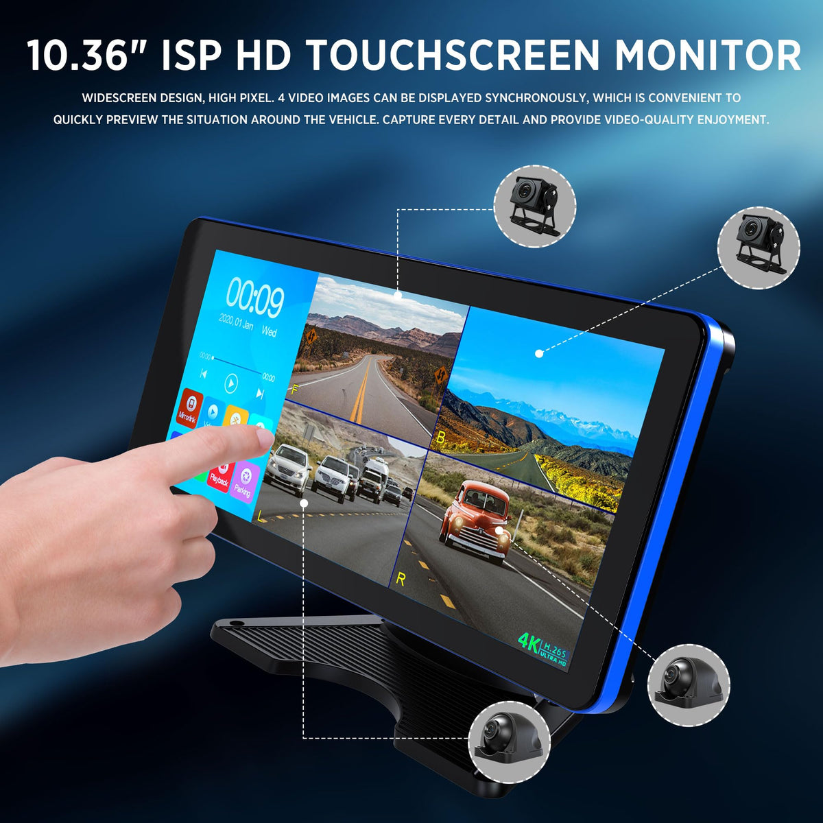 Ciascy right side camera expands side visibility for lane changes.
