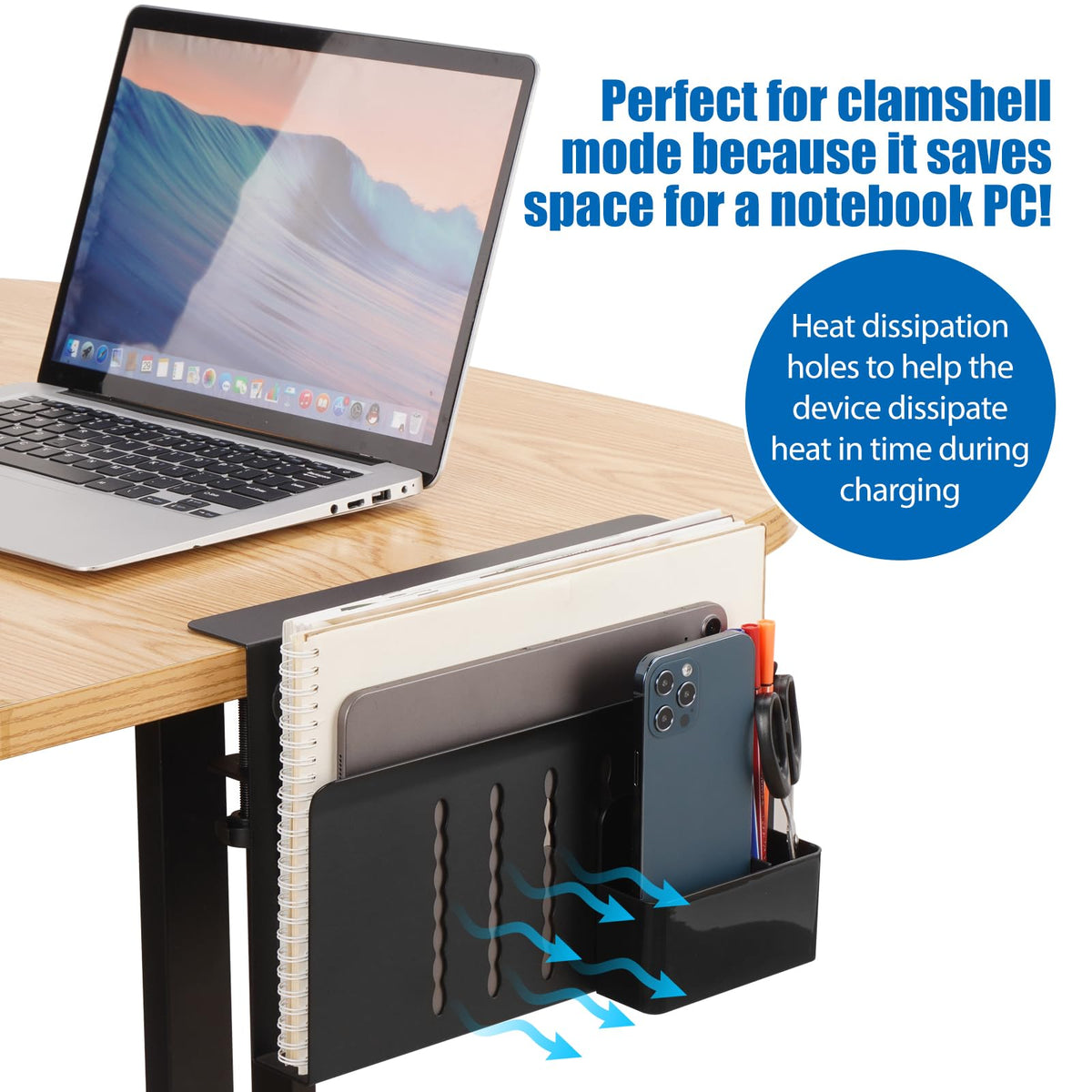 CIBOTIES magnetic pen holder attached to the rack for quick access.