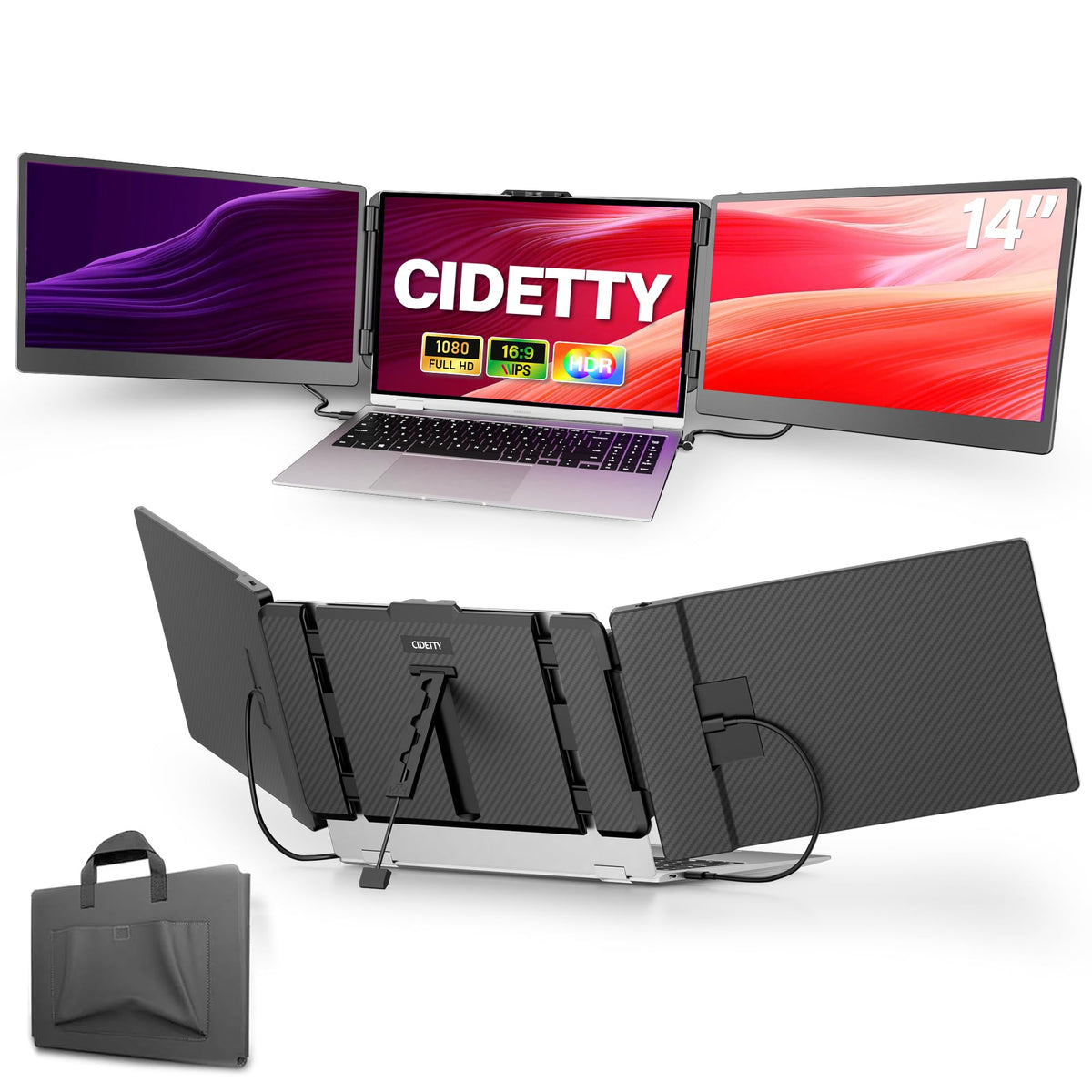 CIDETTY 14-inch FHD IPS screen delivers vivid colors for on-the-go work.