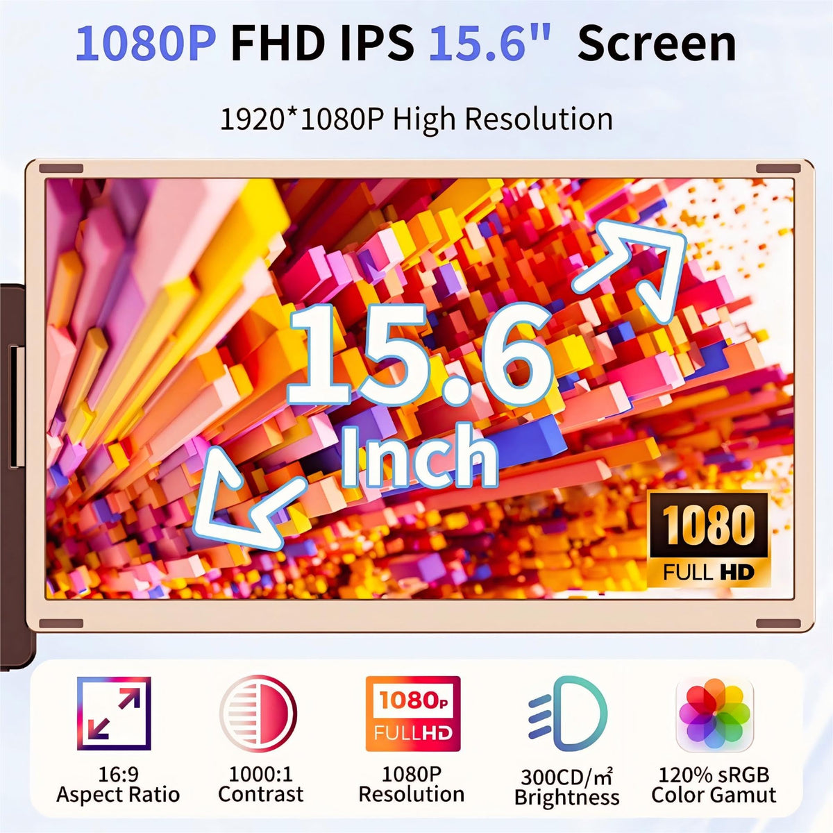 CIDETTY 15.6-inch FHD portable monitor with magnetic joints for flexible setup.